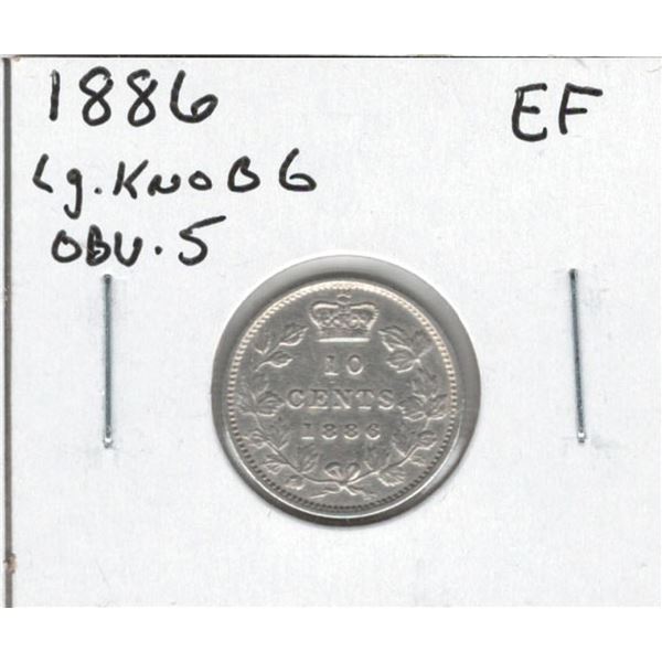 1886 Canada 10 Cent Large Knob 6 Obverse 5 EF