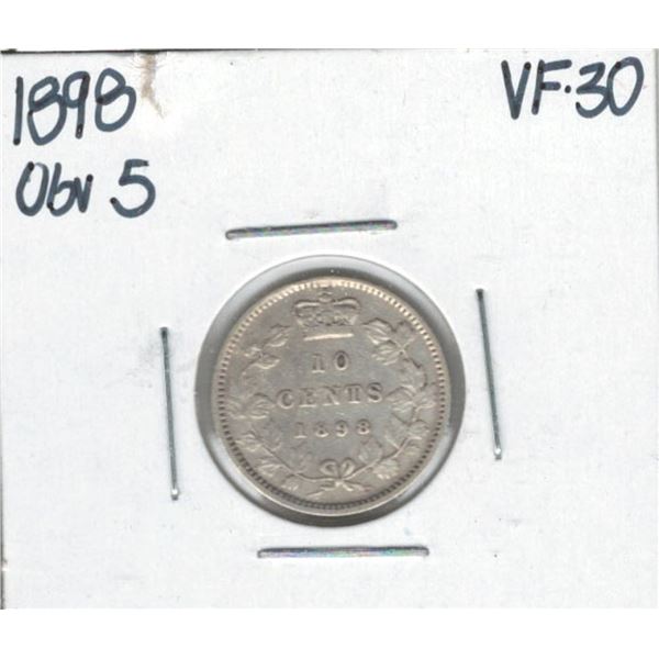 1898 Canada 10 Cent Obverse 5 VF 30