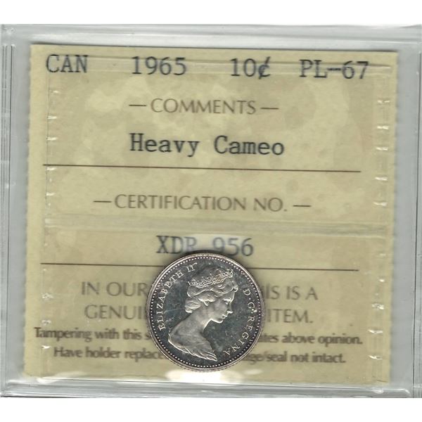 1965 Canada 10 Cent Heavy Cameo ICCS PL 67