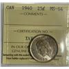 Image 1 : 1940 Canada 25 Cent ICCS MS 64