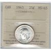 Image 1 : 1943 Canada 25 Cent ICCS MS 65
