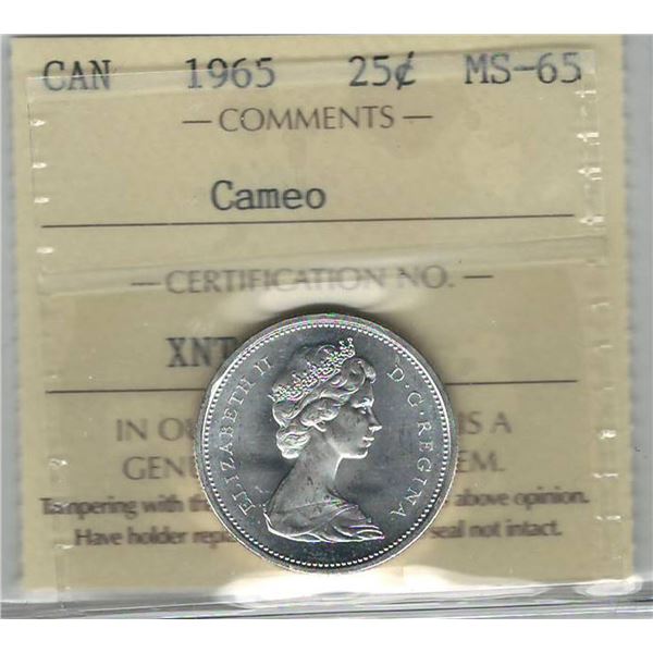 1965 Canada 25 Cent Cameo ICCS MS 65