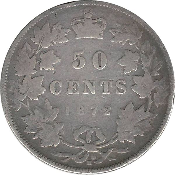 1872-H Canada 50 Cent Inverted A/V      VG