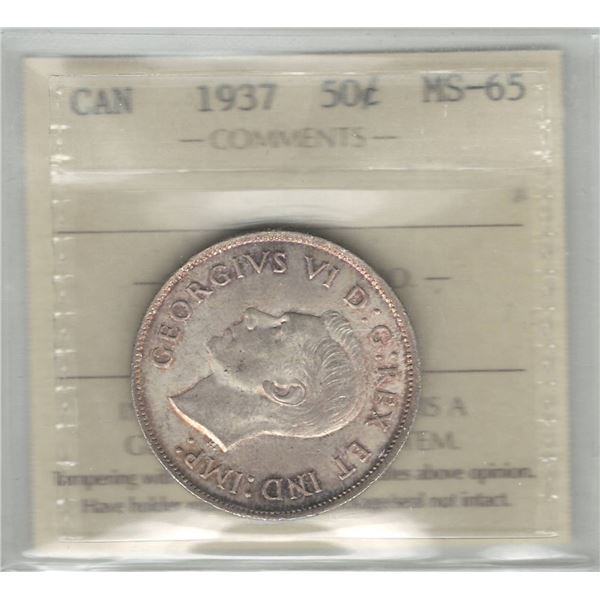1937 Canada 50 Cent ICCS MS 65
