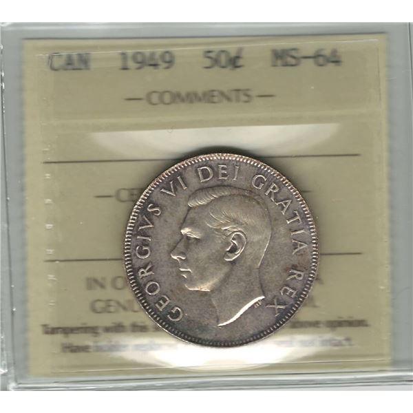 1949 Canada 50 Cent ICCS MS 64
