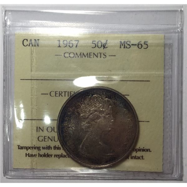 1967 Canada 50 Cent Toned ICCS MS 65