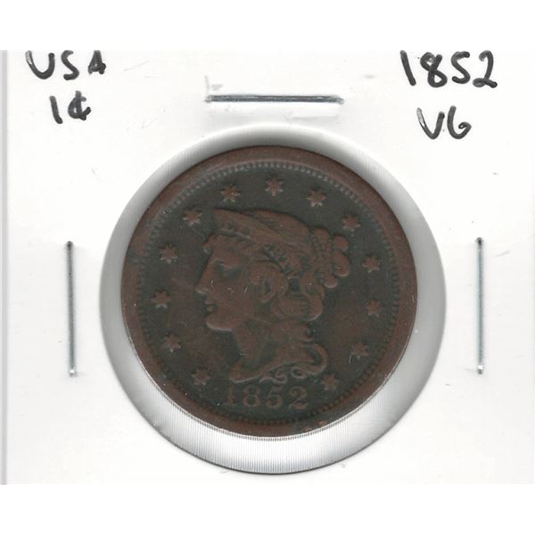 1852 USA 1 Cent VG