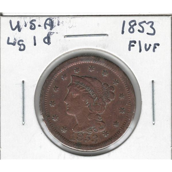 1853 USA 1 Cent F to VF