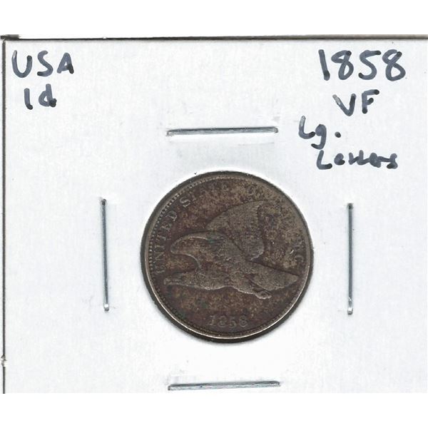 1858 USA 1 cent Large Letters VF