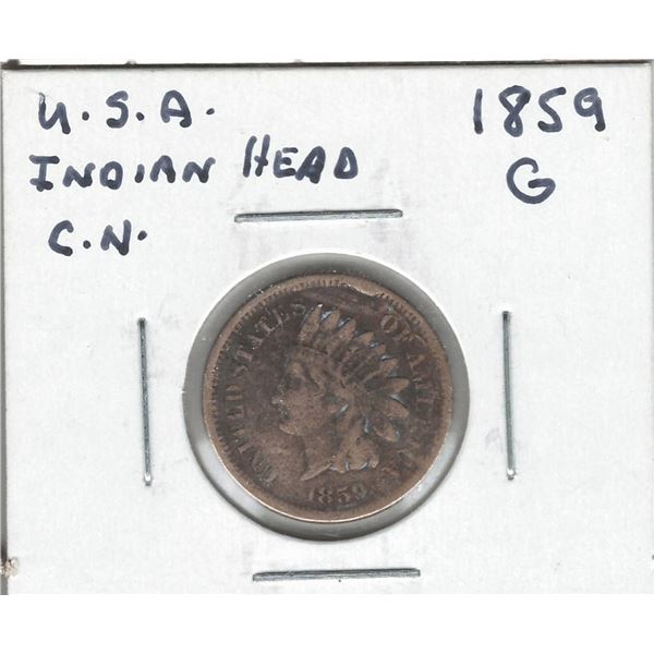 1859 USA 1 Cent Copper and Nickel G 4