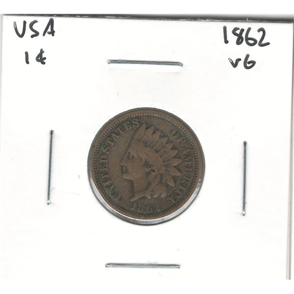 1862 USA 1 Cent VG