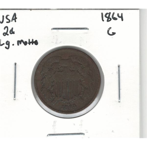 1864 USA 2 Cent Large Motto G 4