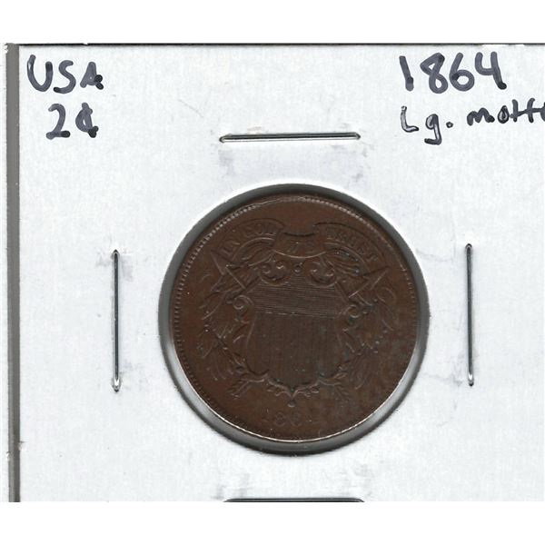 1864 USA 2 Cent Large Motto