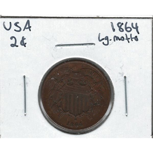 1864 USA 2 Cent Large Motto