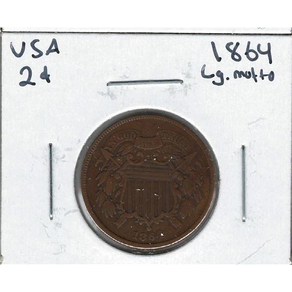 1864 USA 2 Cent Large Motto