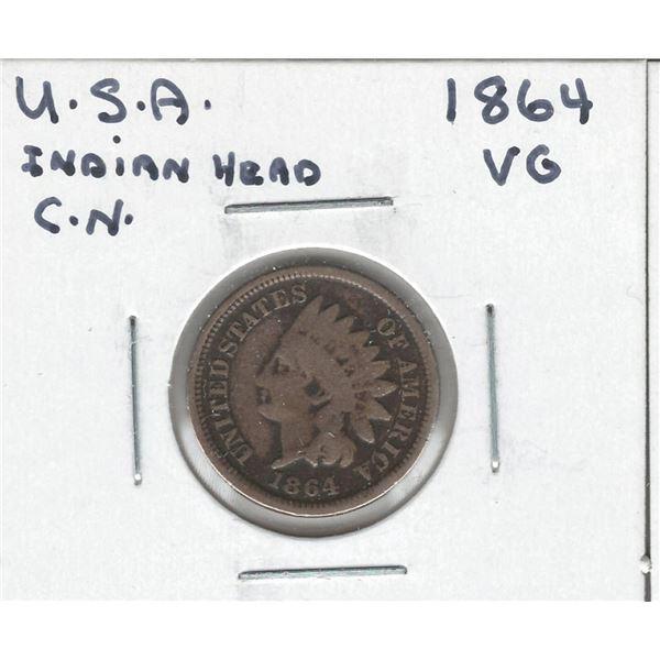 1864 USA 1 Cent Copper Nickel VG