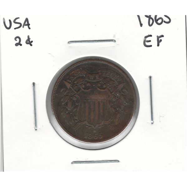 1865 USA 2 Cent EF