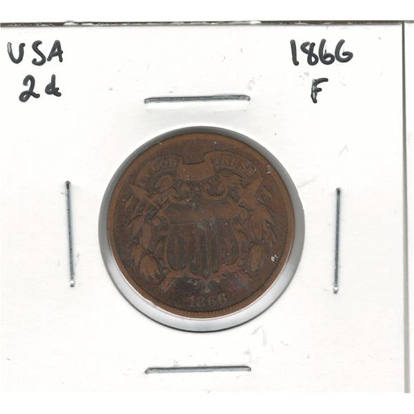 1866 USA 2 Cent F 12