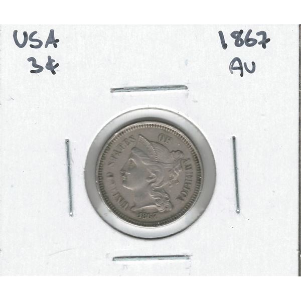 1867 USA 3 Cent AU