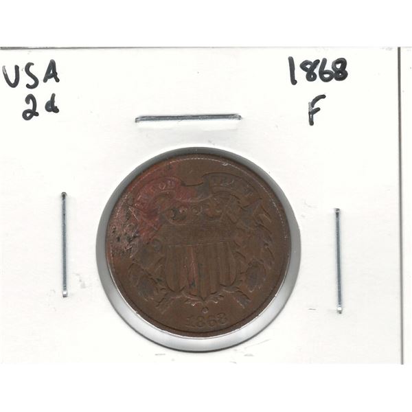 1868 USA 2 Cent F 12