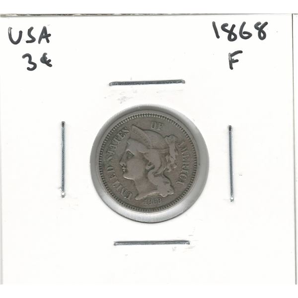 1868 USA 3 Cent F 12