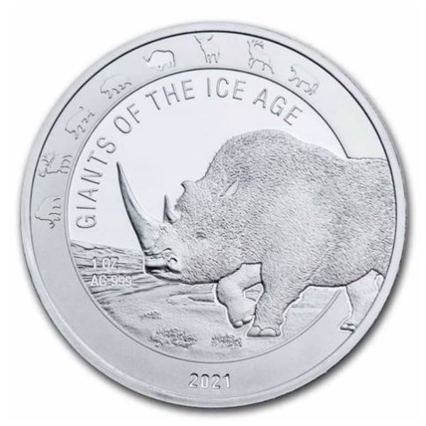 2021 Republic of Ghana 5 Cedis Woolly Rhinoceros 1 oz