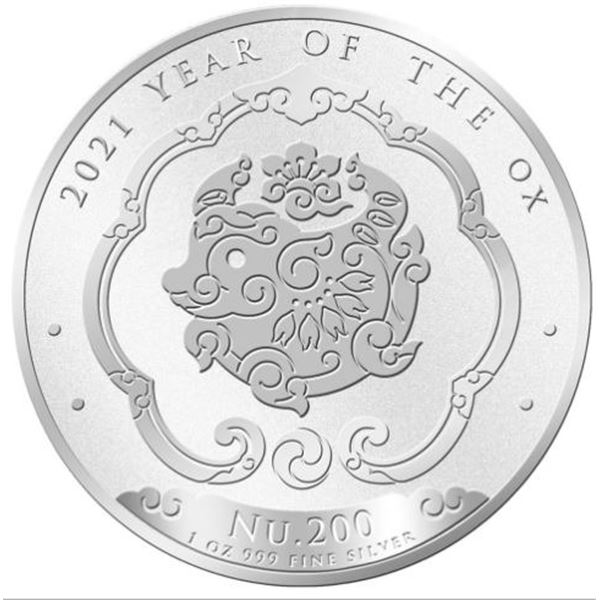 2021 Bhutan NU 200 Lunar Ox BU 1 oz
