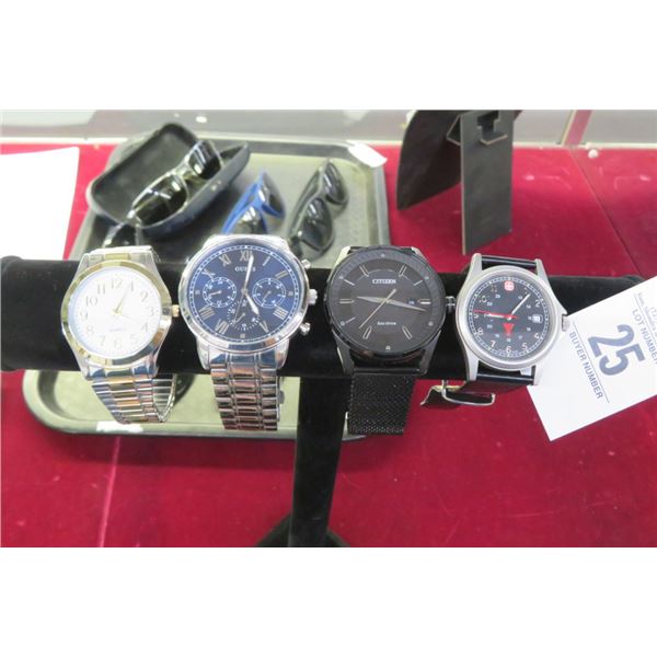 4-Citizen, Swiss Army or Guess Wristwatches - 4 X $