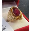 Image 1 : 14K Yellow Gold Composite Ruby Ring Oval Mixed Cut Ruby