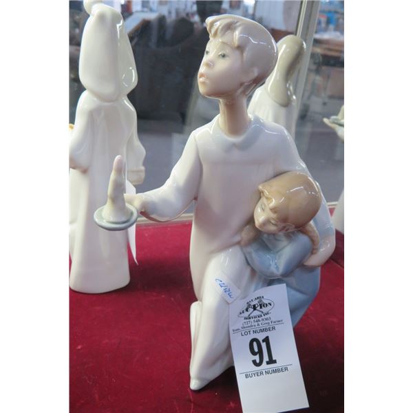 Lladro Father & Daughter w/Candle Figurine