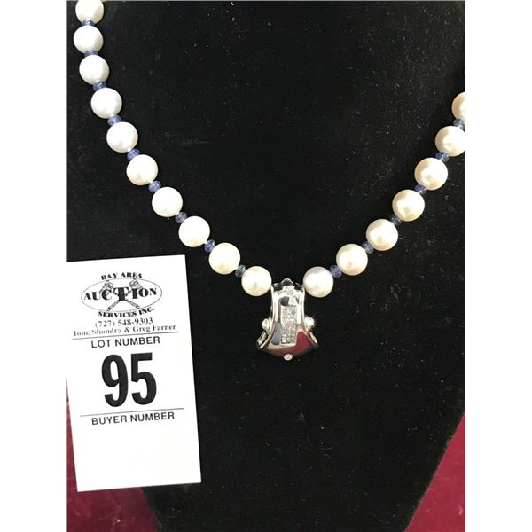 Freshwater Cultured Pearl Necklace 34 Pearls w/14K White