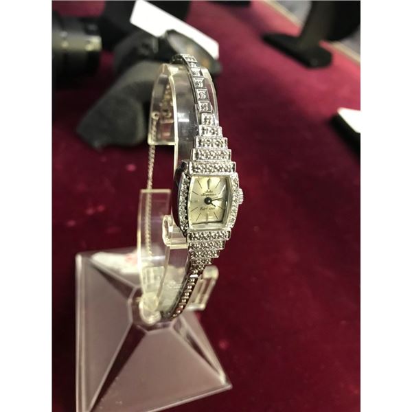 14K Ladies Jules Jergensen Wristwatch Diamond Dress w/