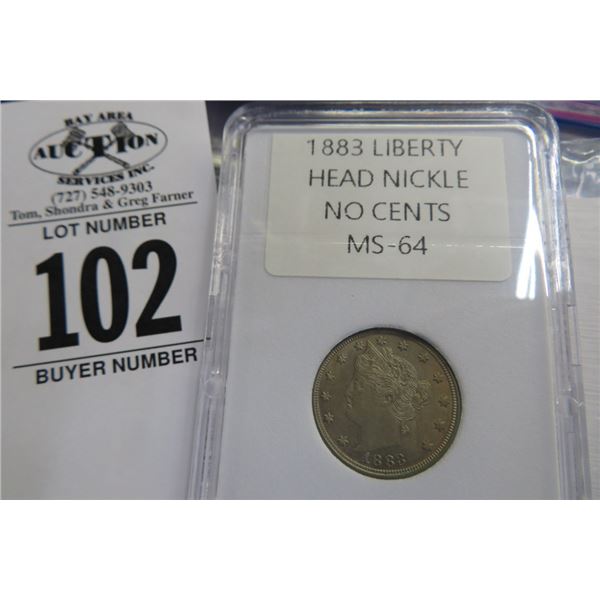 1883 Liberty V Nickle No Cents MS-64