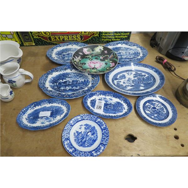 Lot of Blue Painted Staffordshire English China