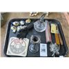 Image 1 : Tray Lot w/Aerosol, Pewter & Ceramic Figurines