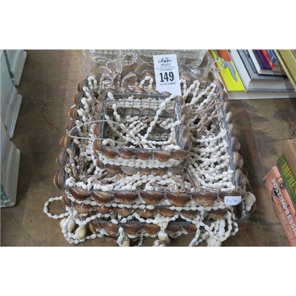 Hanging Shell Basket & Glass Tray Set