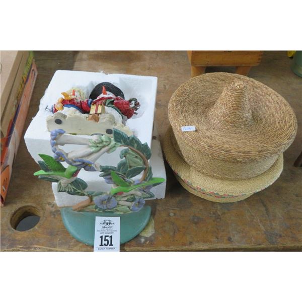 Cast Metal Bird Décor & Snowman Figurine