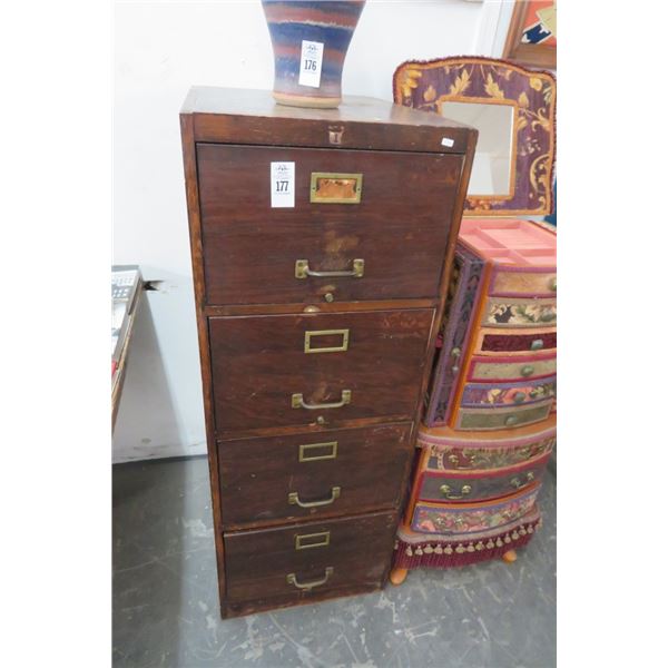 Oak 4 Drawer Legal File Cabinet