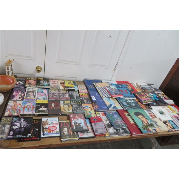 Large Lot of Elvis Books/CD's/DVD's & VHS Tapes