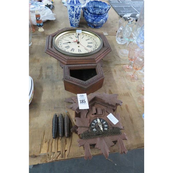 Cuckoo Clock, Mahogany Wall Clock (Needs Repair)