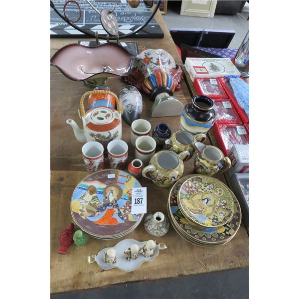 Lot of Oriental Dishes, Figurines & Wall Art