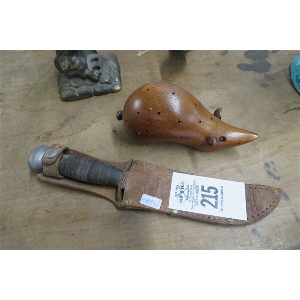 Wood Mouse & Knife w/Sheath