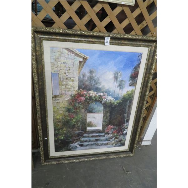 Framed Oil On Canvas "Garden Gate" - 40" x 50"