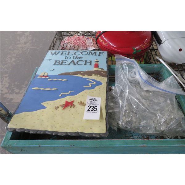 Beach Wall Plaque, Crystals & Tray