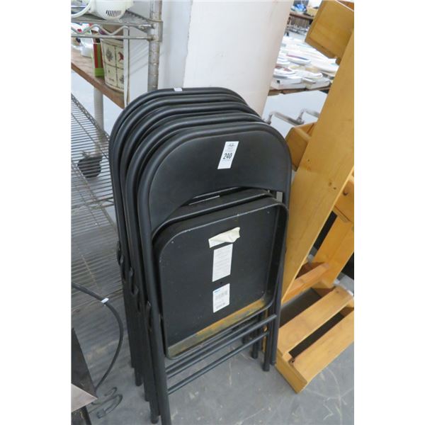 5-Black Metal Folding Chairs - 5 X $