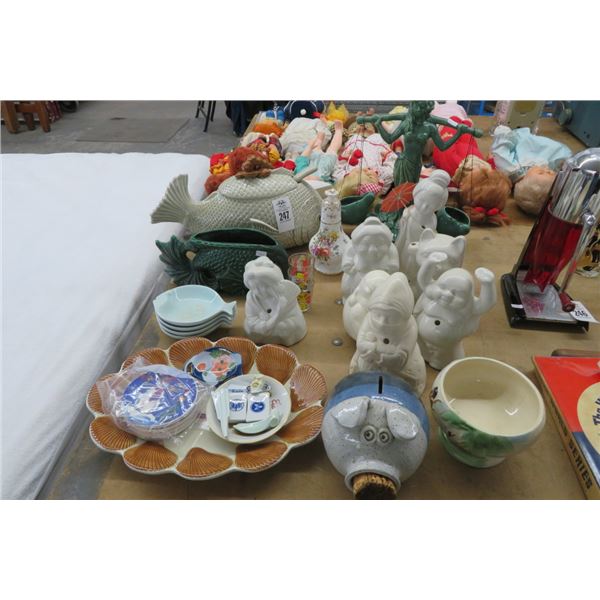 Lot of Asst. Asian Figural Décor, Fish Décor & Piggy
