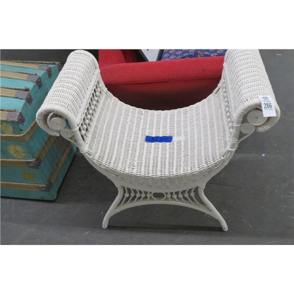 White Wicker Bench