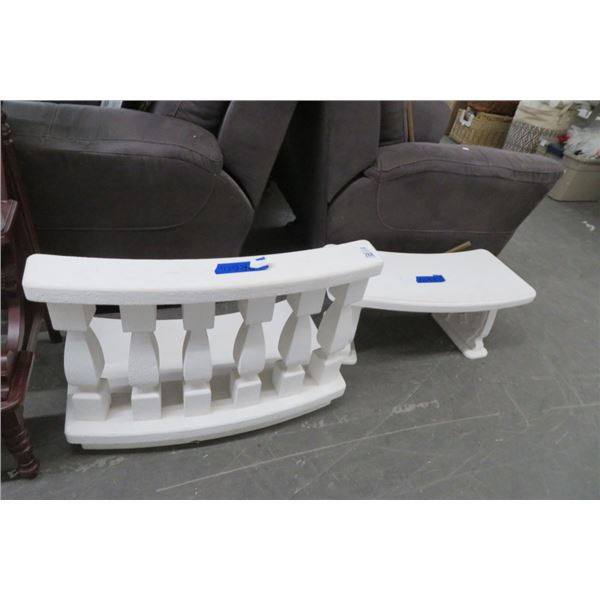 White Concrete Style Bench & Rail