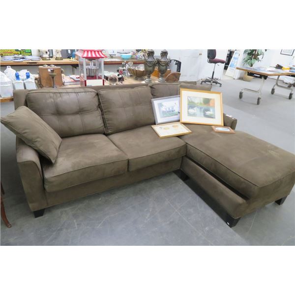 Brown Cloth Cushioned 2 Pc. Sectional Sofa/Chaise