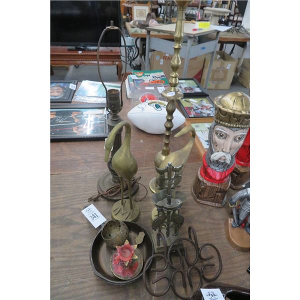 Lot of Asst. Brass Décor, Table Lamp